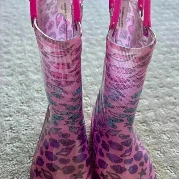 Capelli New York Ombre Seashells Print Rainboot Pink Purple Blue Toddler Girls - Picture 3 of 6